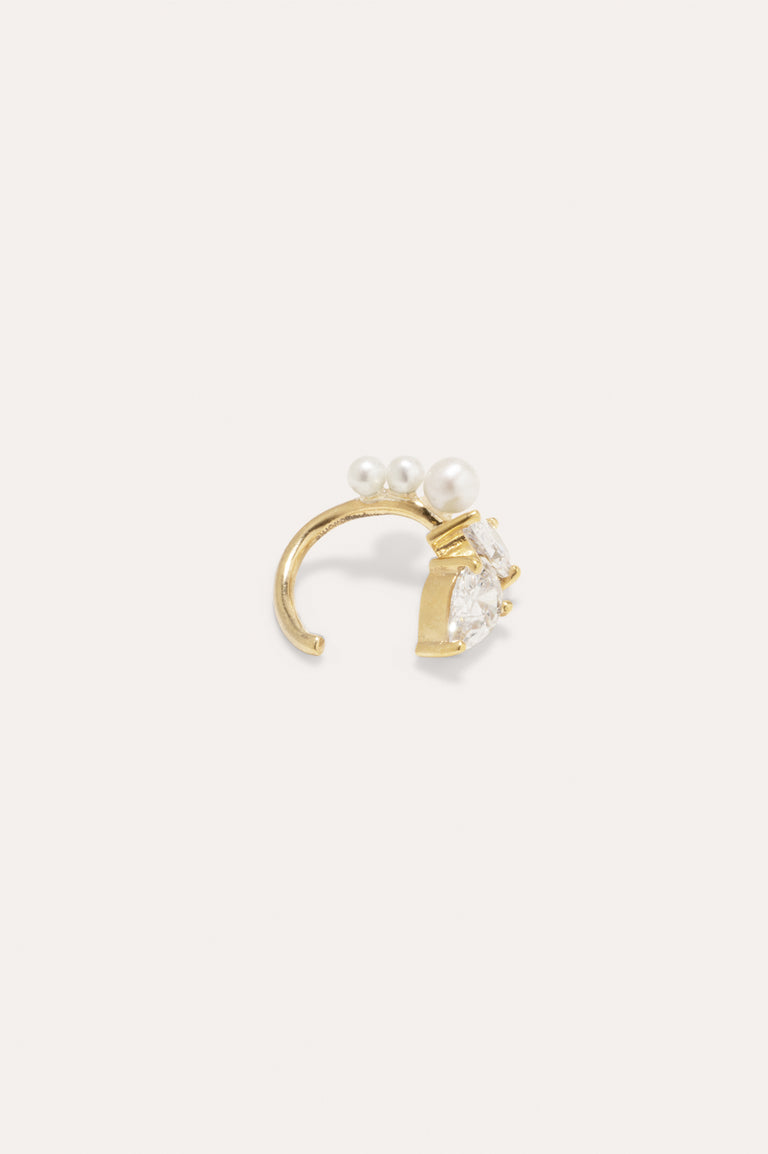 Chasing Shadows - Pearl and Zirconia Recycled Gold Vermeil Ear Cuff