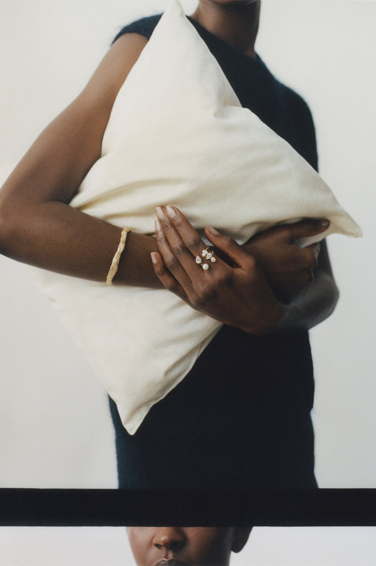 Chasing Shadows - Pearl and Zirconia Recycled Gold Vermeil Ring