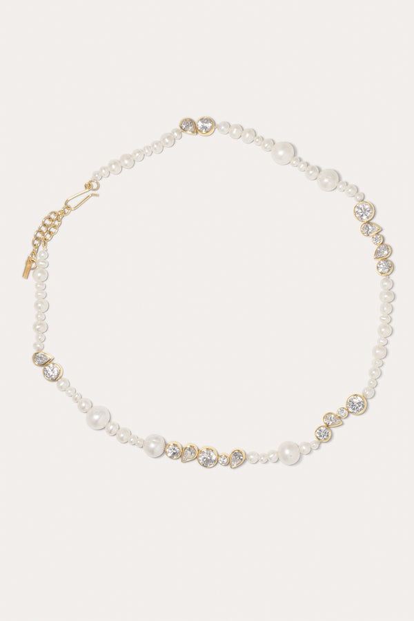 Glitch - Pearl and Zirconia Recycled Gold Vermeil Necklace