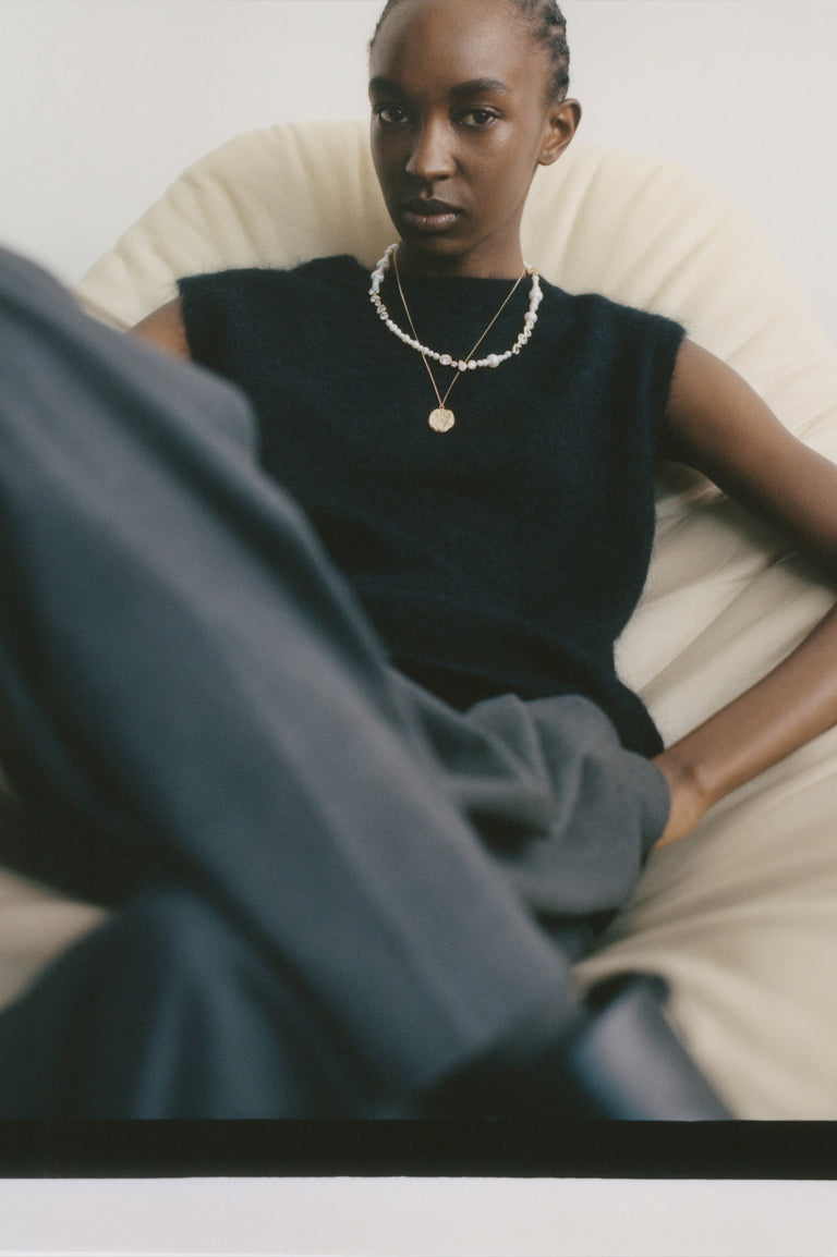Glitch - Pearl and Zirconia Recycled Gold Vermeil Necklace