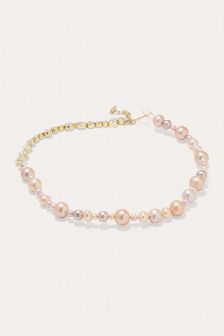 Float - Pink Pearl and Zirconia Gold Vermeil Necklace