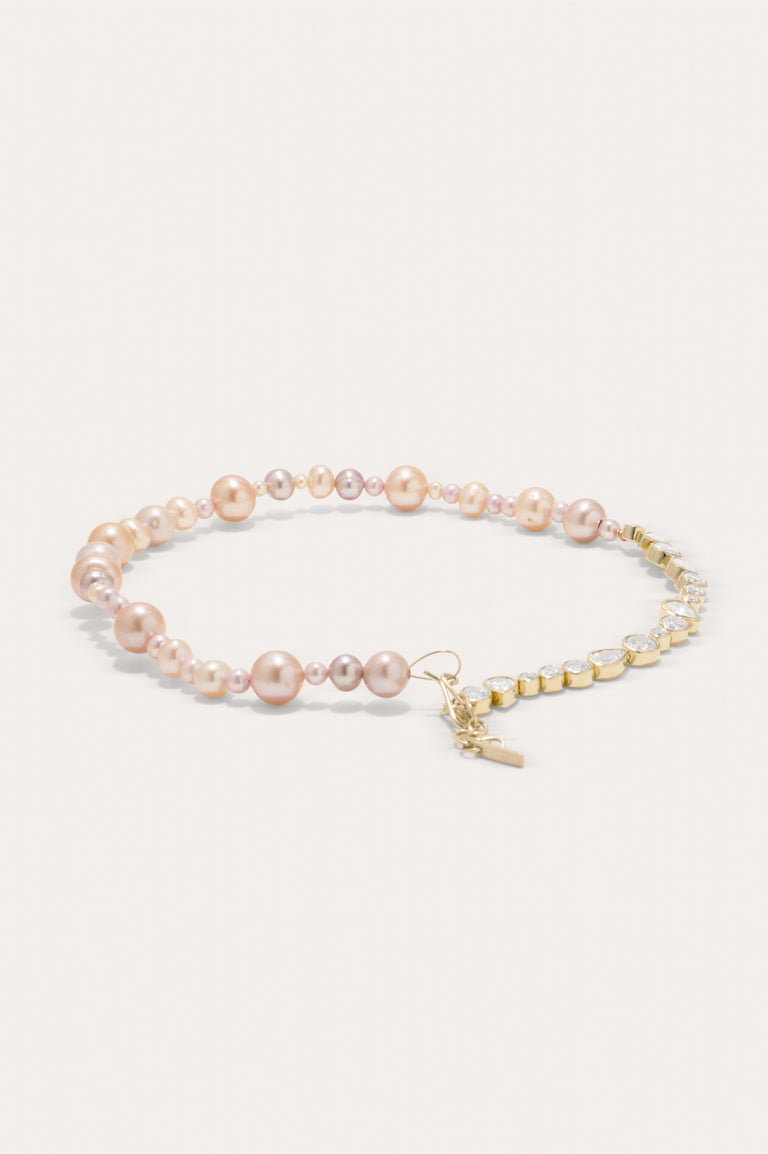 Float - Pink Pearl and Zirconia Gold Vermeil Necklace