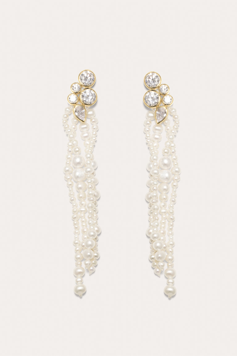 The Possibilities are Endless - Pearl and Zirconia Recycled Gold Vermeil Earrings