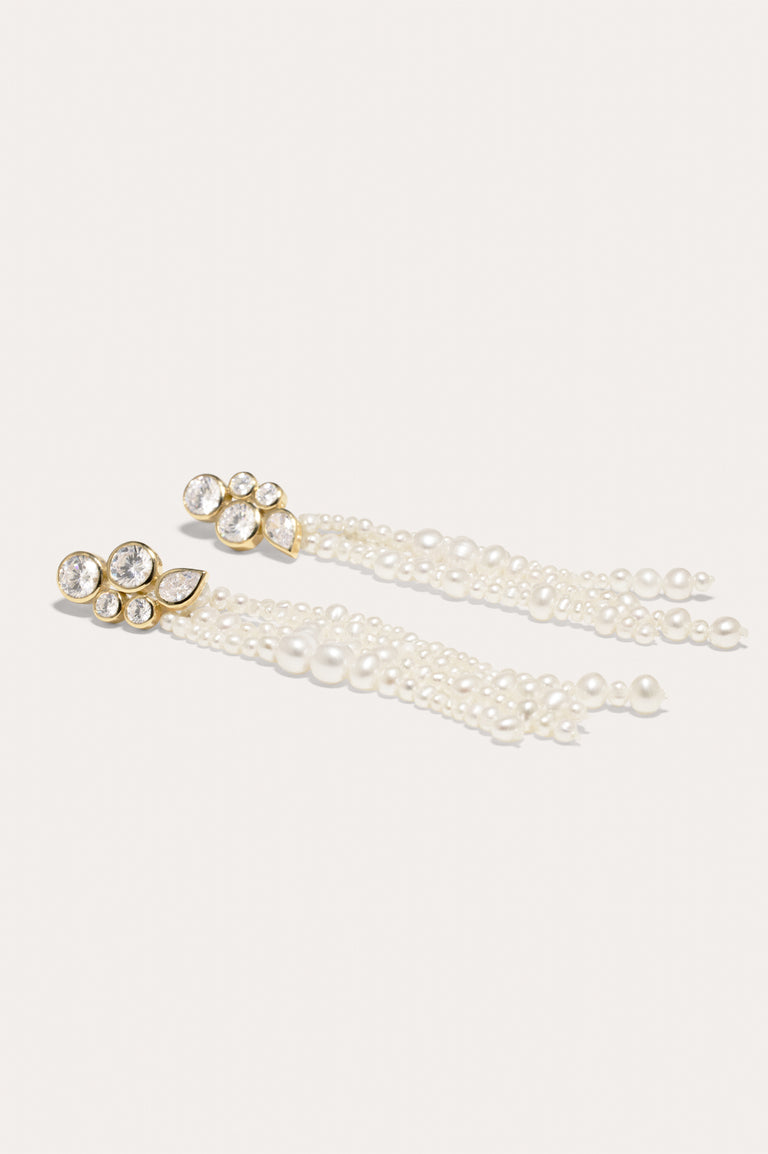 The Possibilities are Endless - Pearl and Zirconia Recycled Gold Vermeil Earrings