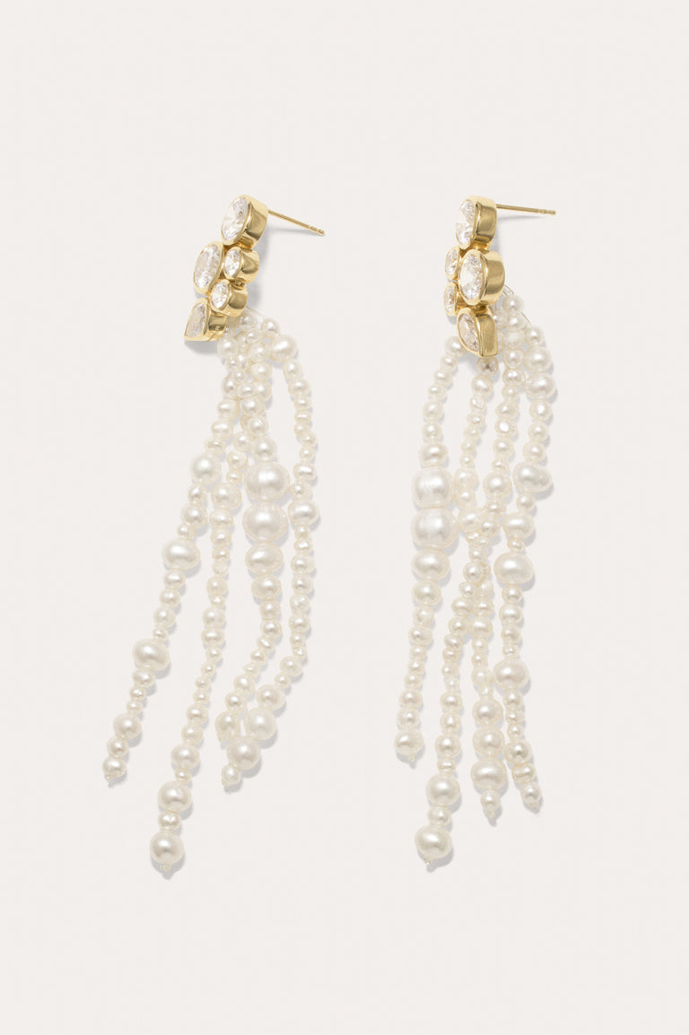 The Possibilities are Endless - Pearl and Zirconia Recycled Gold Vermeil Earrings