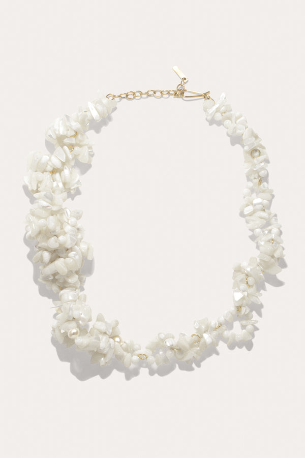 The Shifting Stream - Pearl and Mother of Pearl Bead Gold Vermeil Necklace