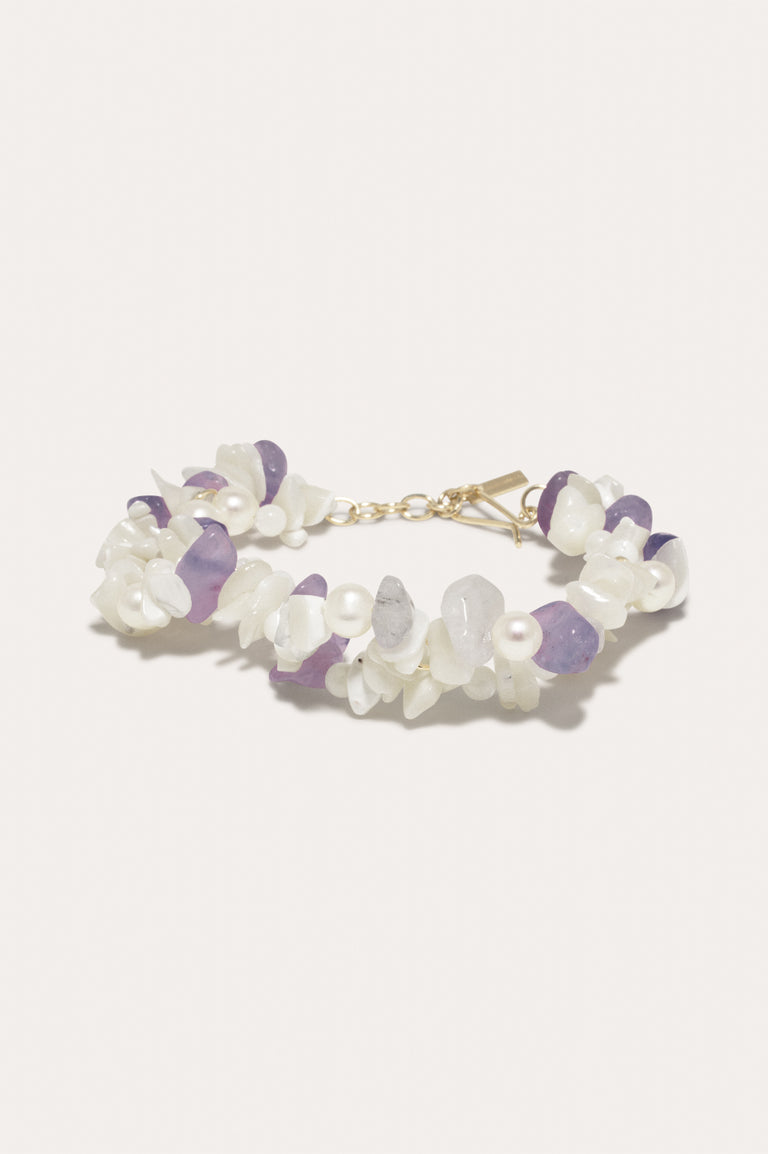 The Shifting Stream - Pearl, Mother of Pearl and Amethyst Bead Gold Vermeil Bracelet