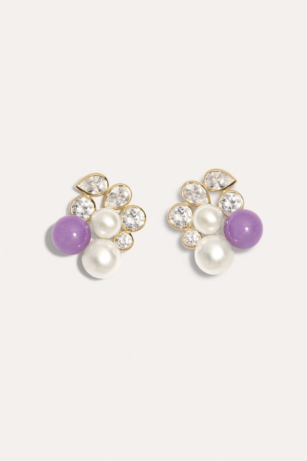 Bumblebee - Pearl, Zirconia and Jade Recycled Gold Vermeil Earrings