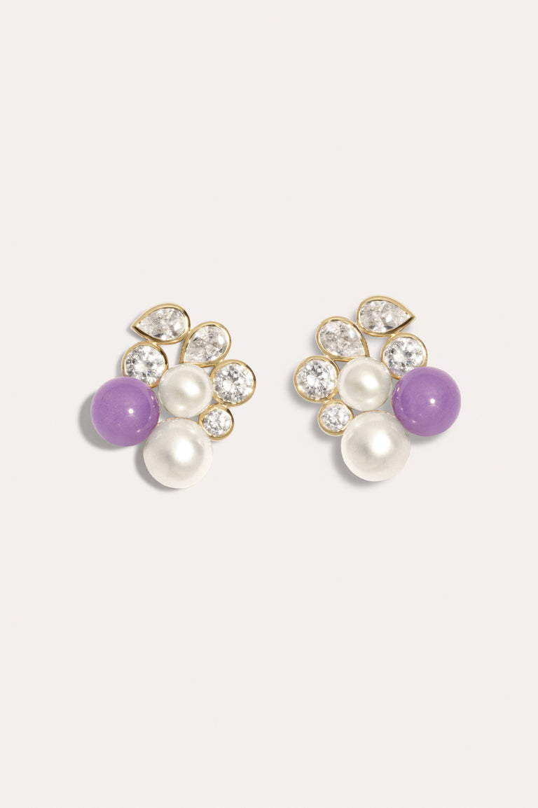Bumblebee - Pearl, Zirconia and Jade Recycled Gold Vermeil Earrings