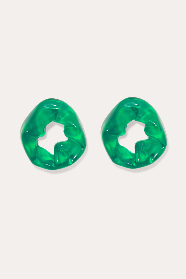 Scrunch - Green Bio Resin and Gold Vermeil Earrings