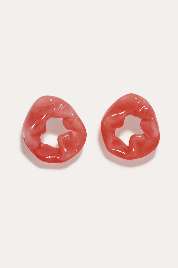 Scrunch - Coral Bio Resin and Recycled Gold Vermeil Earrings