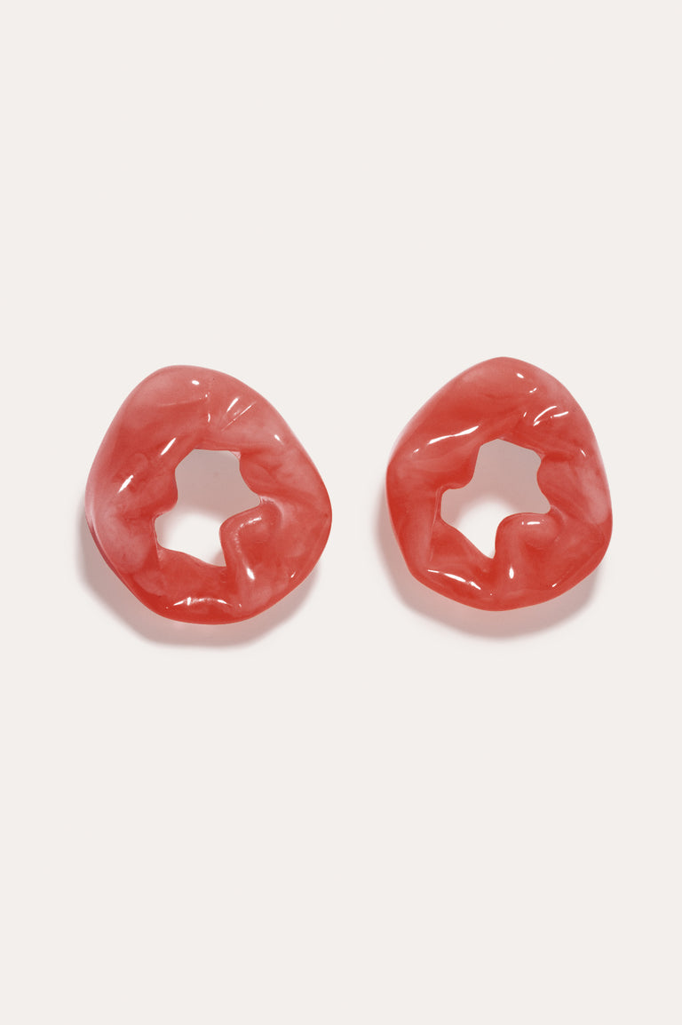 Scrunch - Coral Bio Resin and Recycled Gold Vermeil Earrings