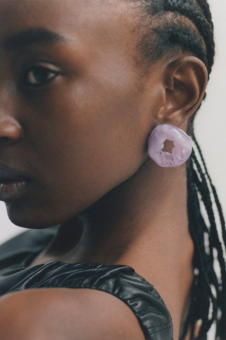 Scrunch - Lilac Bio Resin and Recycled Gold Vermeil Earrings
