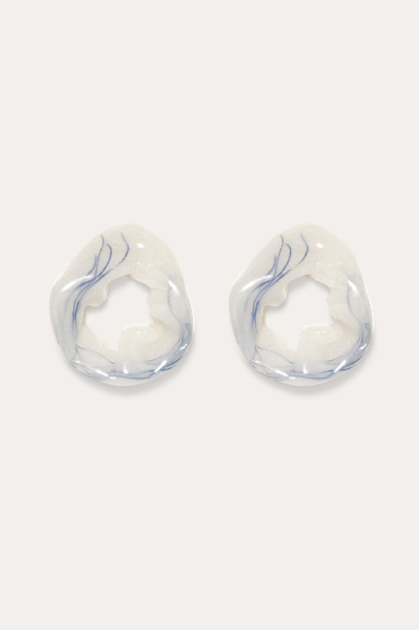 Scrunch - Threads in Pearlescent White Bio Resin and Recycled Gold Vermeil Earrings