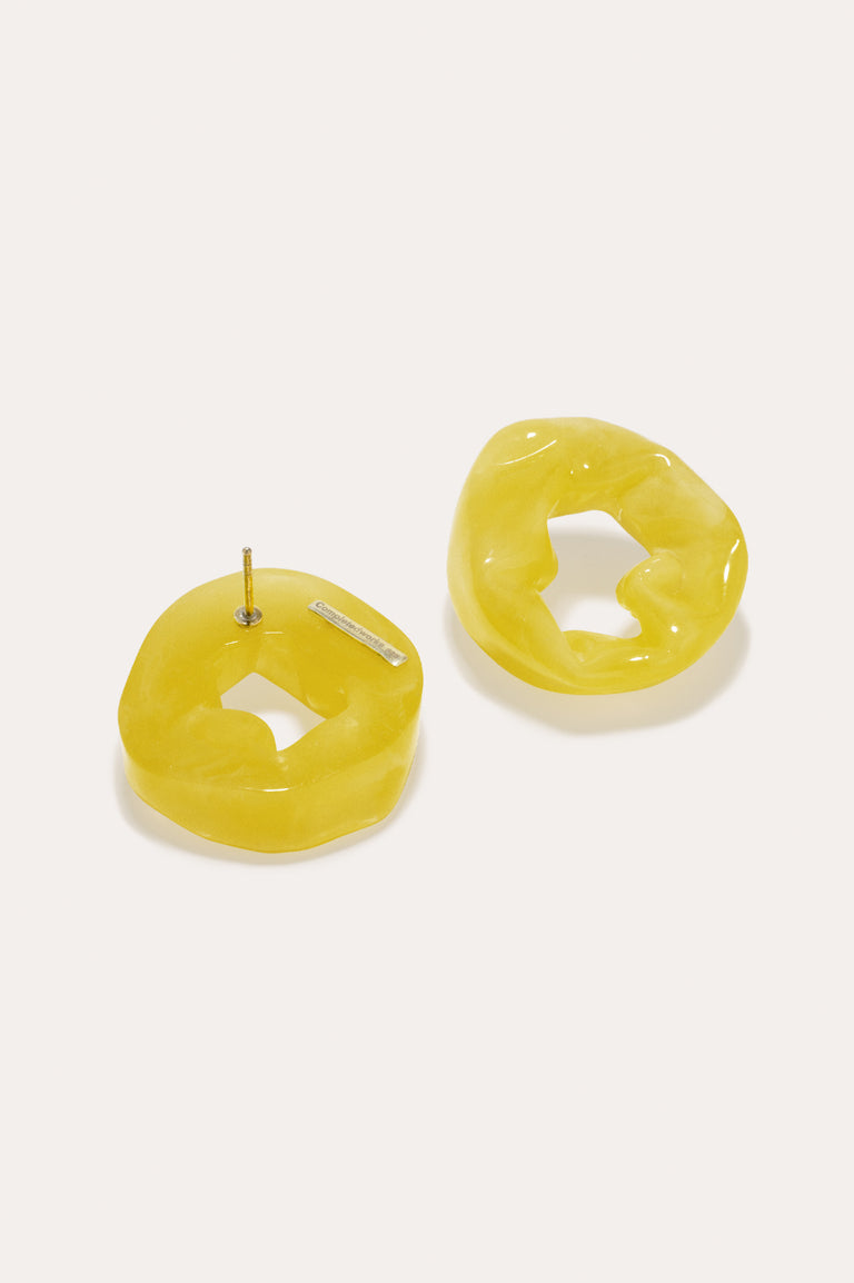 Scrunch - Yellow Bio Resin and Recycled Gold Vermeil Earrings