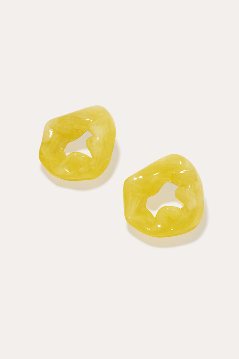 Scrunch - Yellow Bio Resin and Recycled Gold Vermeil Earrings