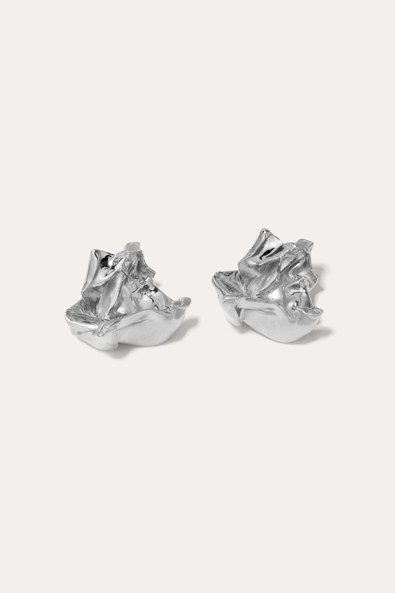 Crunched: A Tale of Abandoned Legal Strategies - Recycled Silver Earrings