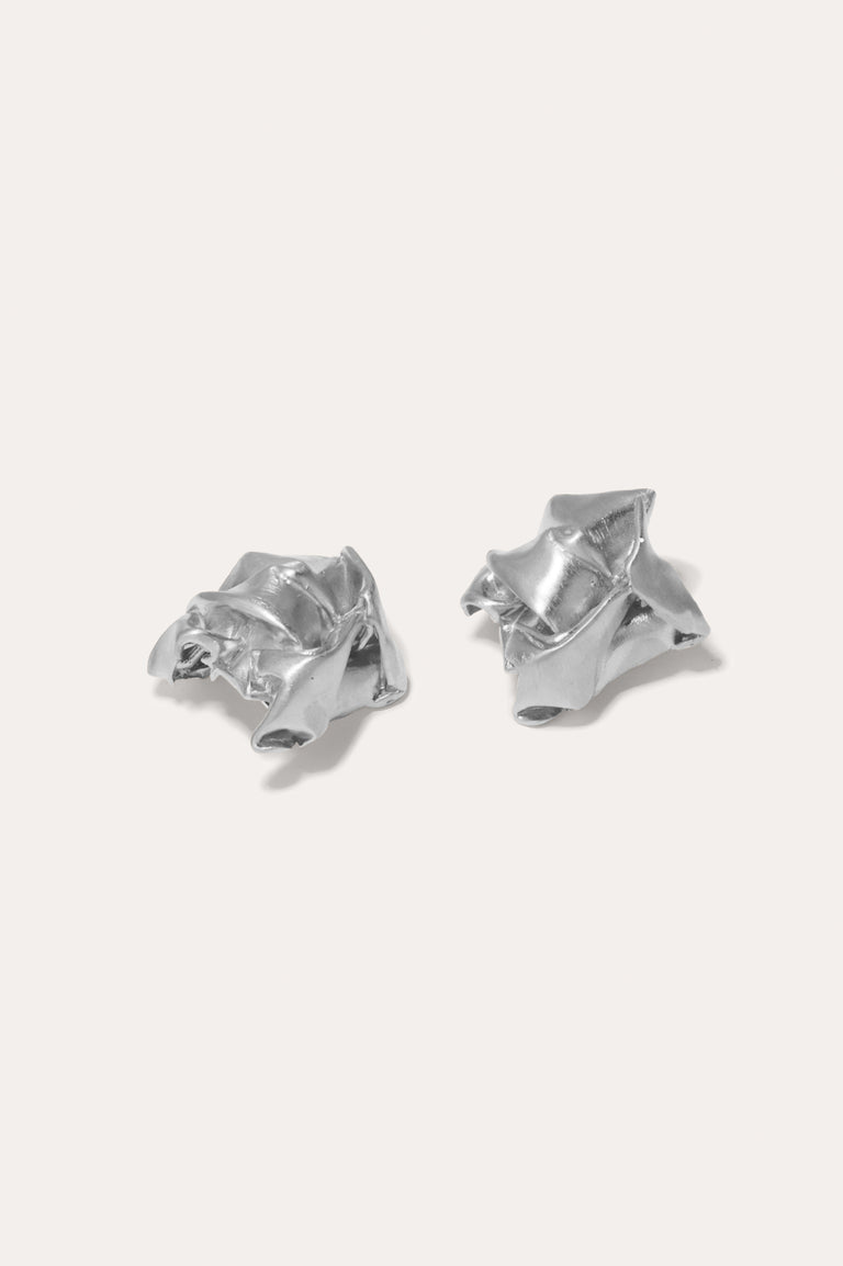 Crunched: A Tale of Abandoned Legal Strategies - Recycled Silver Earrings