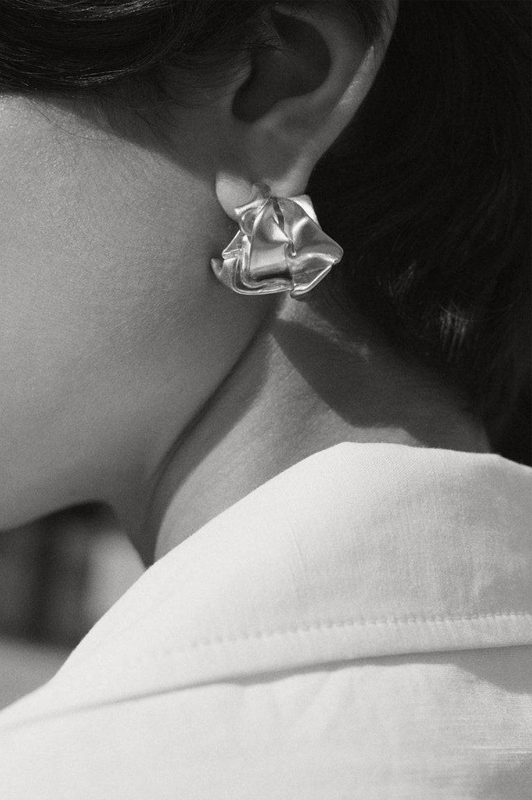 Crunched: A Tale of Abandoned Legal Strategies - Recycled Silver Earrings