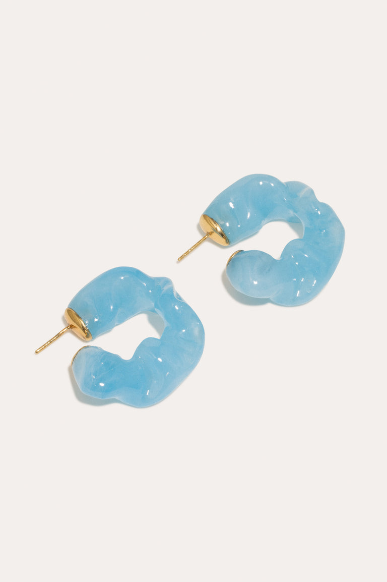 Ruffle - Blue Bio Resin and Gold Vermeil Earrings