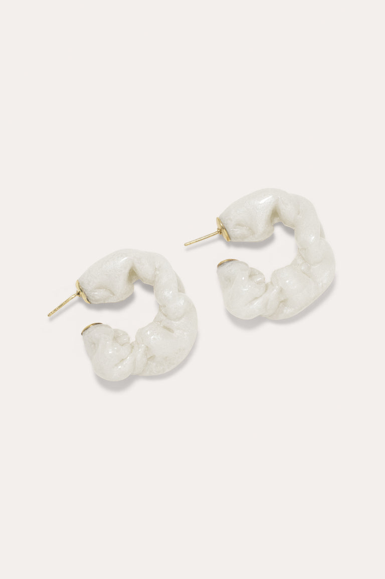 Ruffle - Pearlescent White Bio Resin and Recycled Gold Vermeil Earrings
