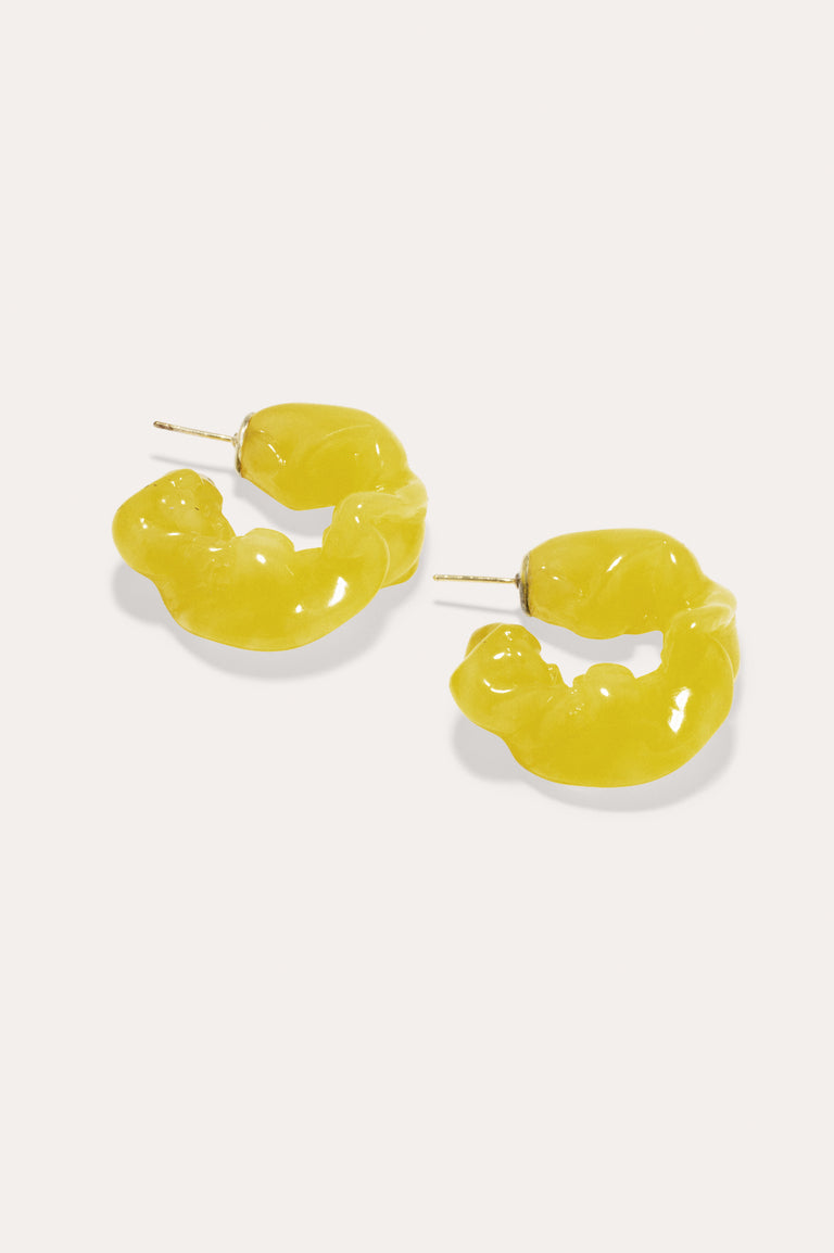Ruffle - Yellow Bio Resin and Gold Vermeil Earrings