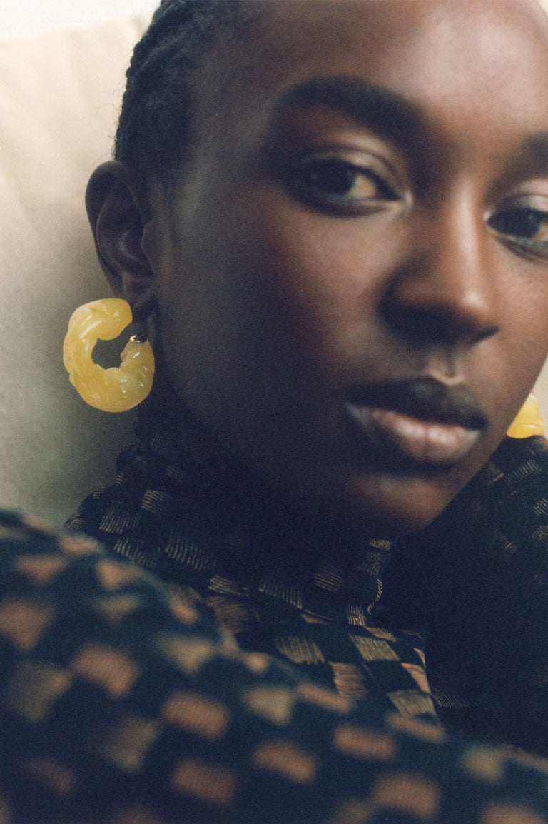 Ruffle - Pearlescent White Bio Resin and Recycled Gold Vermeil Earrings