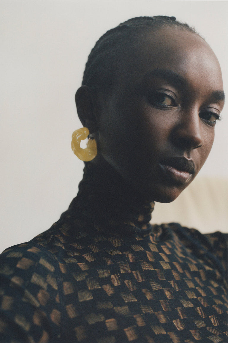 Ruffle - Pearlescent White Bio Resin and Recycled Gold Vermeil Earrings
