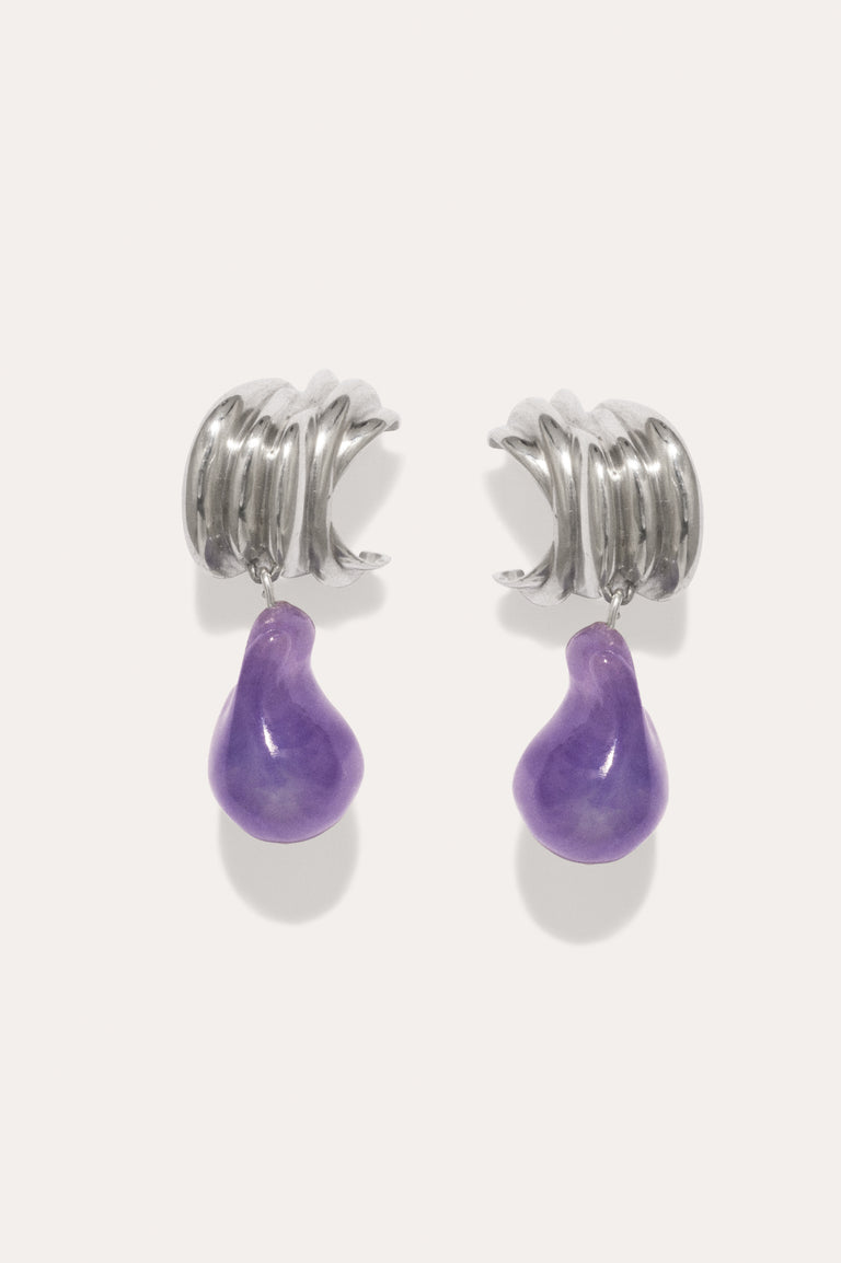 Clash - Lilac Bio Resin and Platinum Plated Earrings