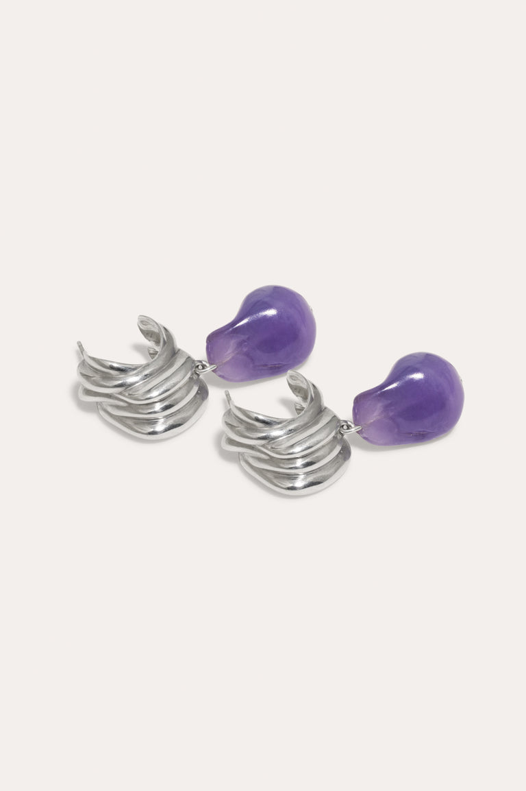 Clash - Lilac Bio Resin and Platinum Plated Earrings
