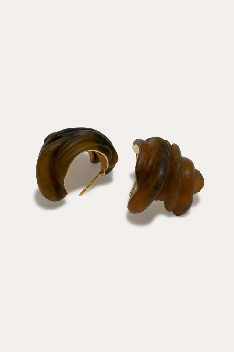 Clash - Tortoise Shell Bio Resin and Gold Vermeil Earrings