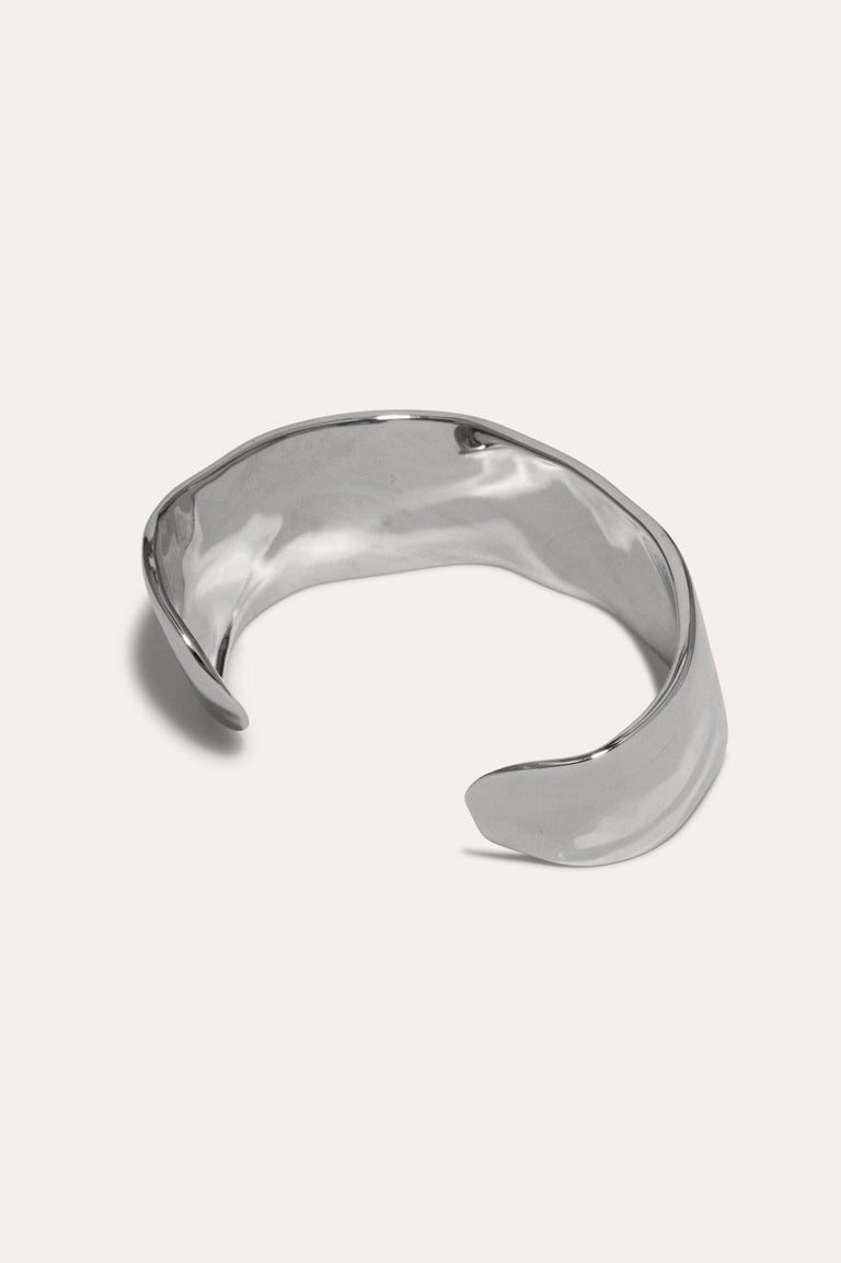 Something of Vast Importance is Being Communicated Just Out of Earshot - Rhodium Plated Cuff
