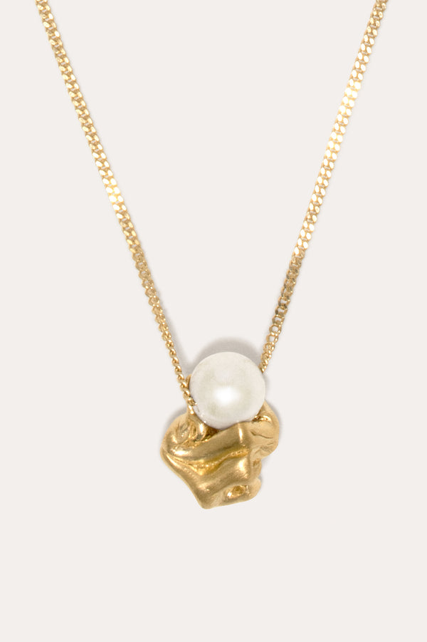 "Notsobig" Crumple - Pearl and Recycled Gold Vermeil Pendant