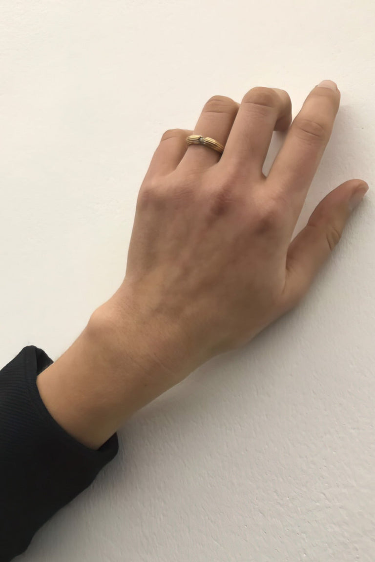 Pillar - 18 Carat Yellow Gold Diamond Band Ring