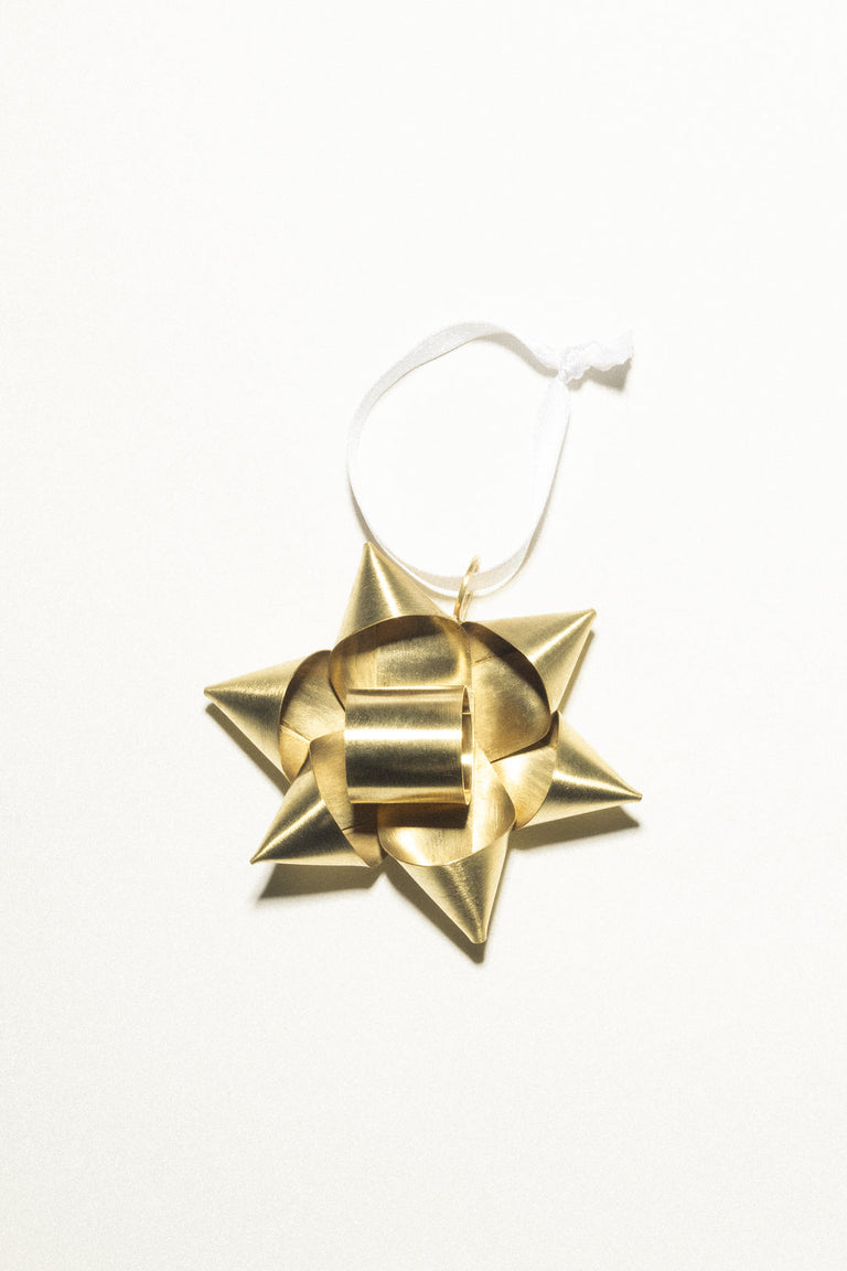 Folded Star Tree Ornament -  Brass Bauble in Brushed Gold