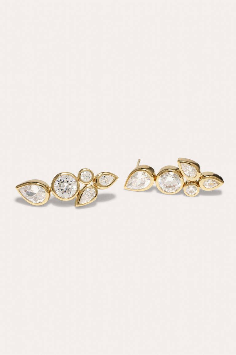 Like Peas in a Pod - Zirconia and Recycled Gold Vermeil Earrings