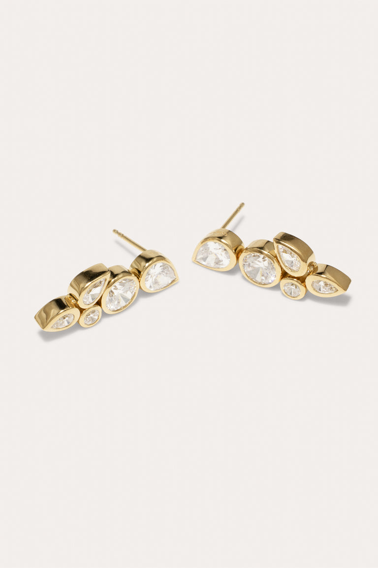 Like Peas in a Pod - Zirconia and Recycled Gold Vermeil Earrings