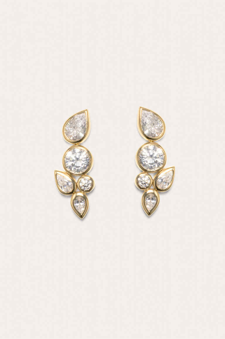 Like Peas in a Pod - Cubic Zirconia and Gold Vermeil Earrings