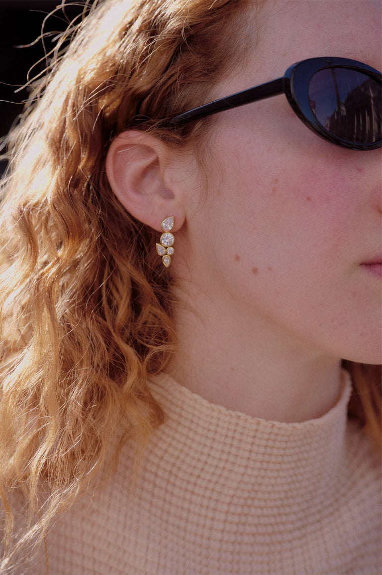 Like Peas in a Pod - Zirconia and Recycled Gold Vermeil Earrings