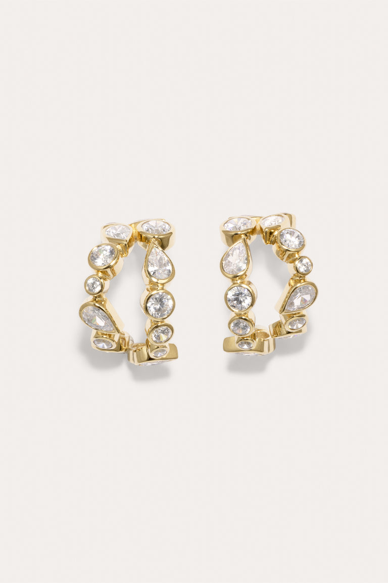 Like Peas in a Pod IV - Cubic Zirconia and Gold Vermeil Earrings