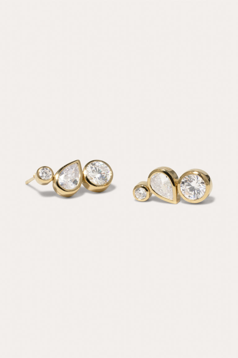 Like Peas in a Pod II - Zirconia and Recycled Gold Vermeil Earrings