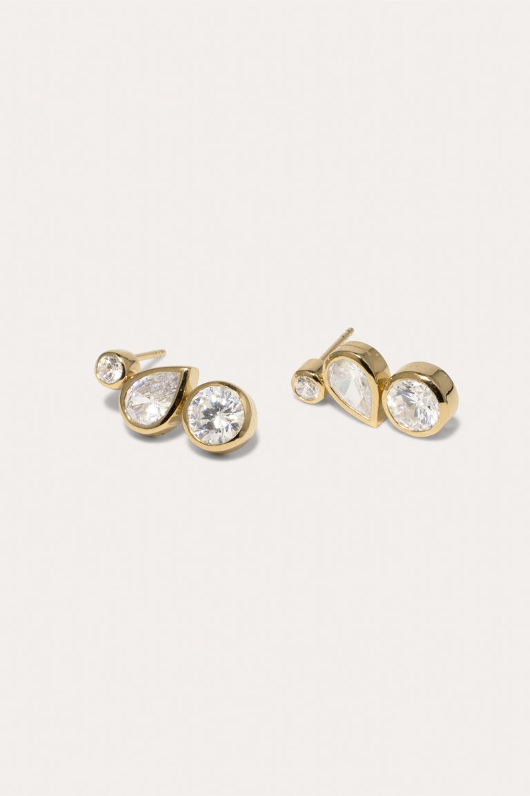 Like Peas in a Pod II - Zirconia and Recycled Gold Vermeil Earrings