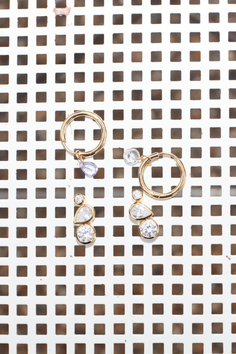 Like Peas in a Pod II - Zirconia and Recycled Gold Vermeil Earrings