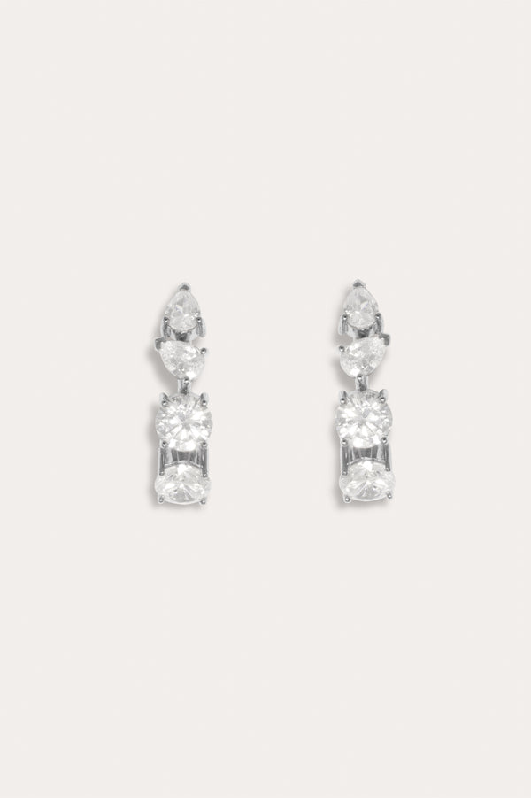 Tranquility I - Cubic Zirconia and Platinum Plated Earrings