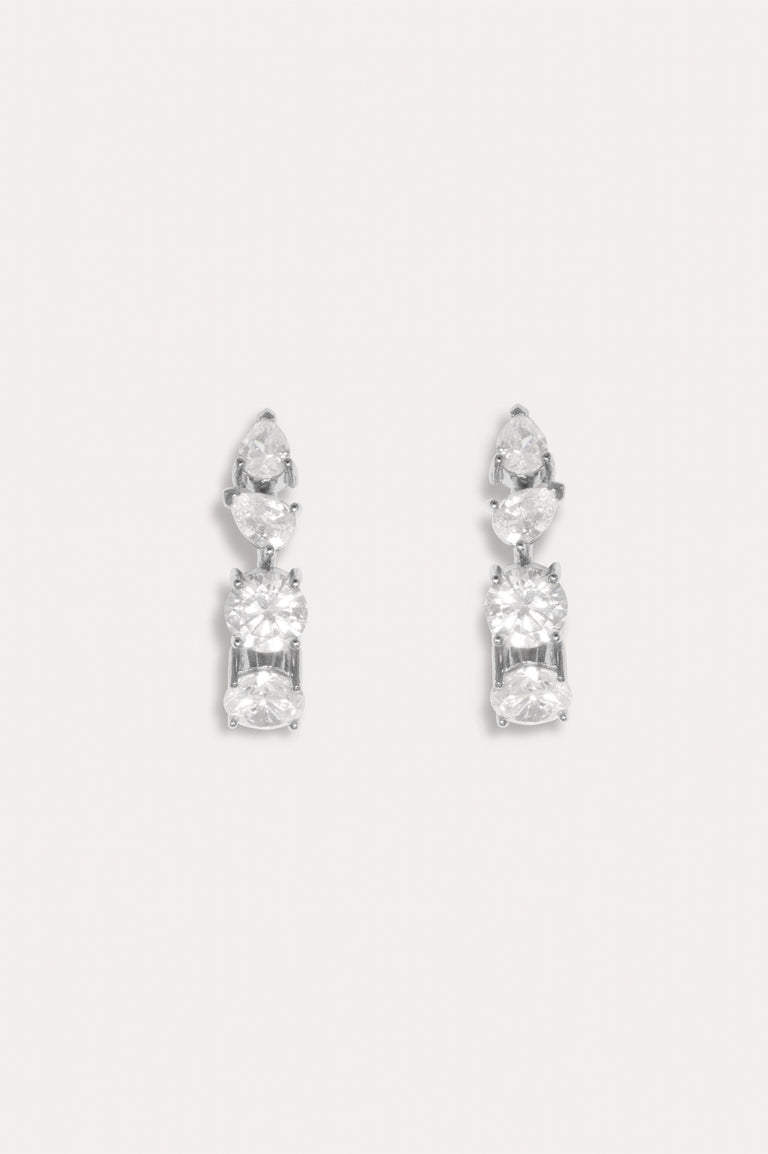 Tranquility I - Cubic Zirconia and Platinum Plated Earrings