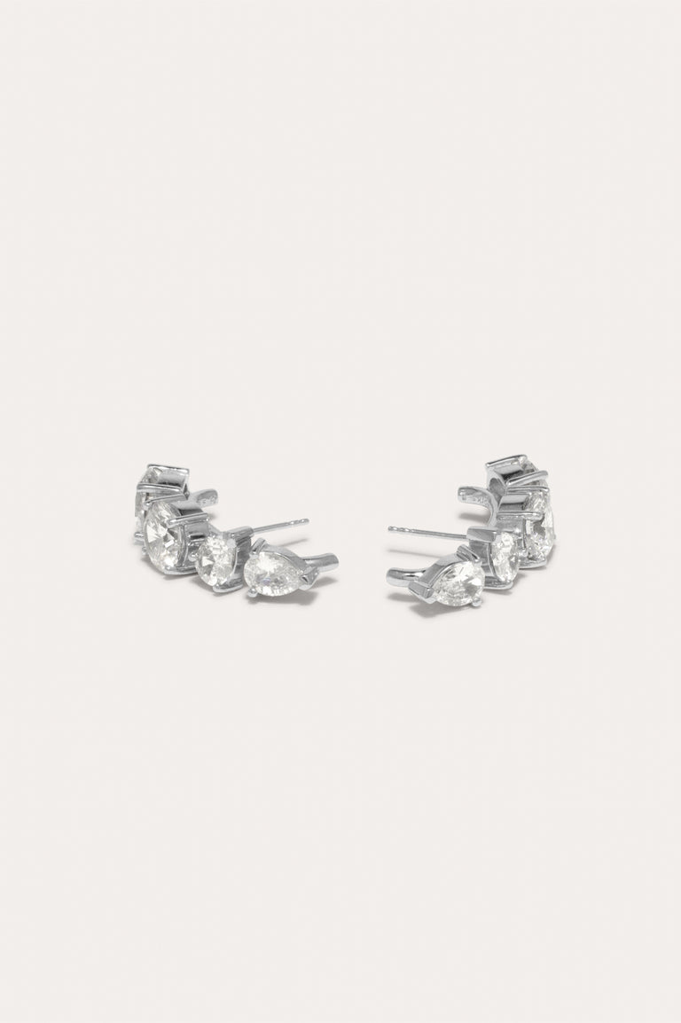 Tranquility I - Cubic Zirconia and Platinum Plated Earrings