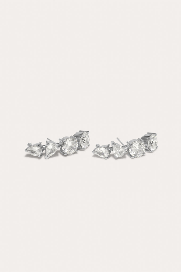 Tranquility I - Cubic Zirconia and Platinum Plated Earrings