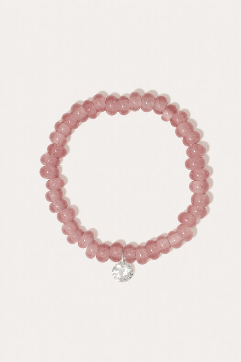 Chutes - Zirconia and Recycled Pink Glass Bead Bracelet