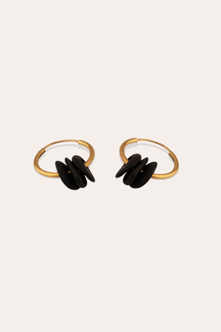 The Remains of a Dream - Black Ceramic and Gold Vermeil Earrings